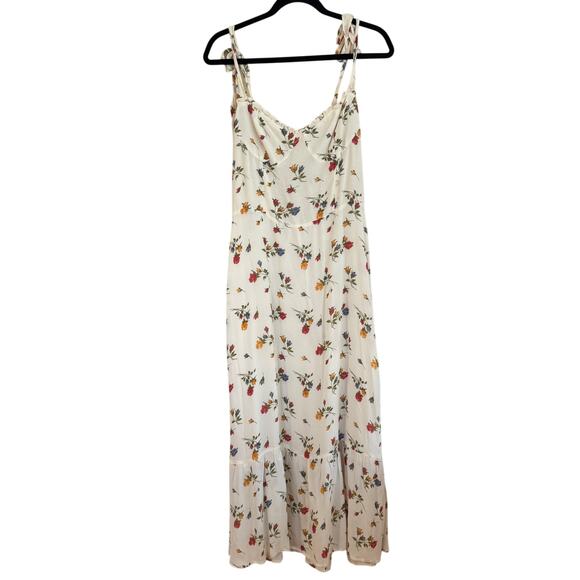 Reformation Dresses & Skirts - Reformation Nikita Rose Floral Georgette Midi Dress White Sz 10